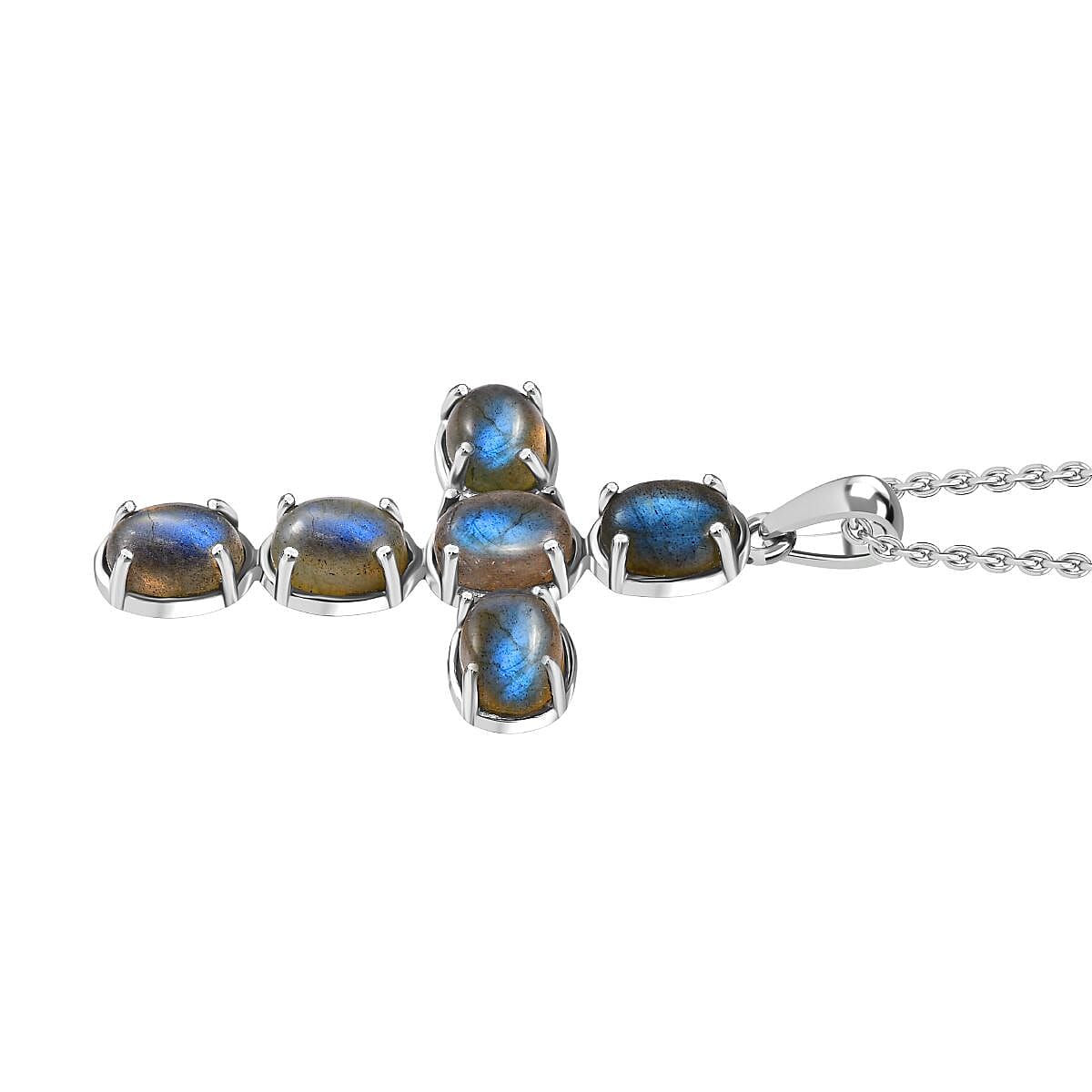 Cross Pendant with Chain (Size - 20) in Silver Tone