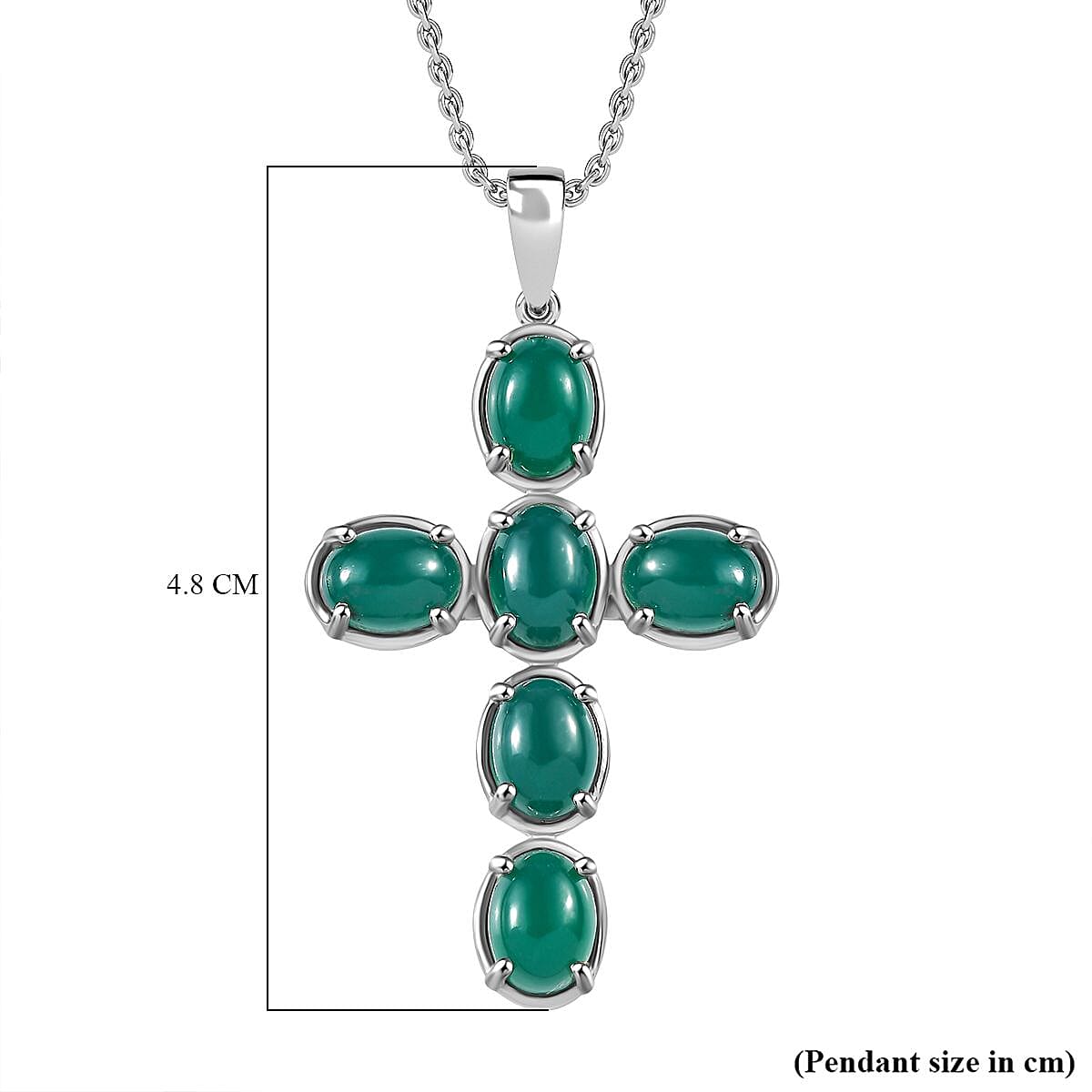 Green Onyx Pendant with Chain (Size - 20) in Silver Tone 0.18 Ct.