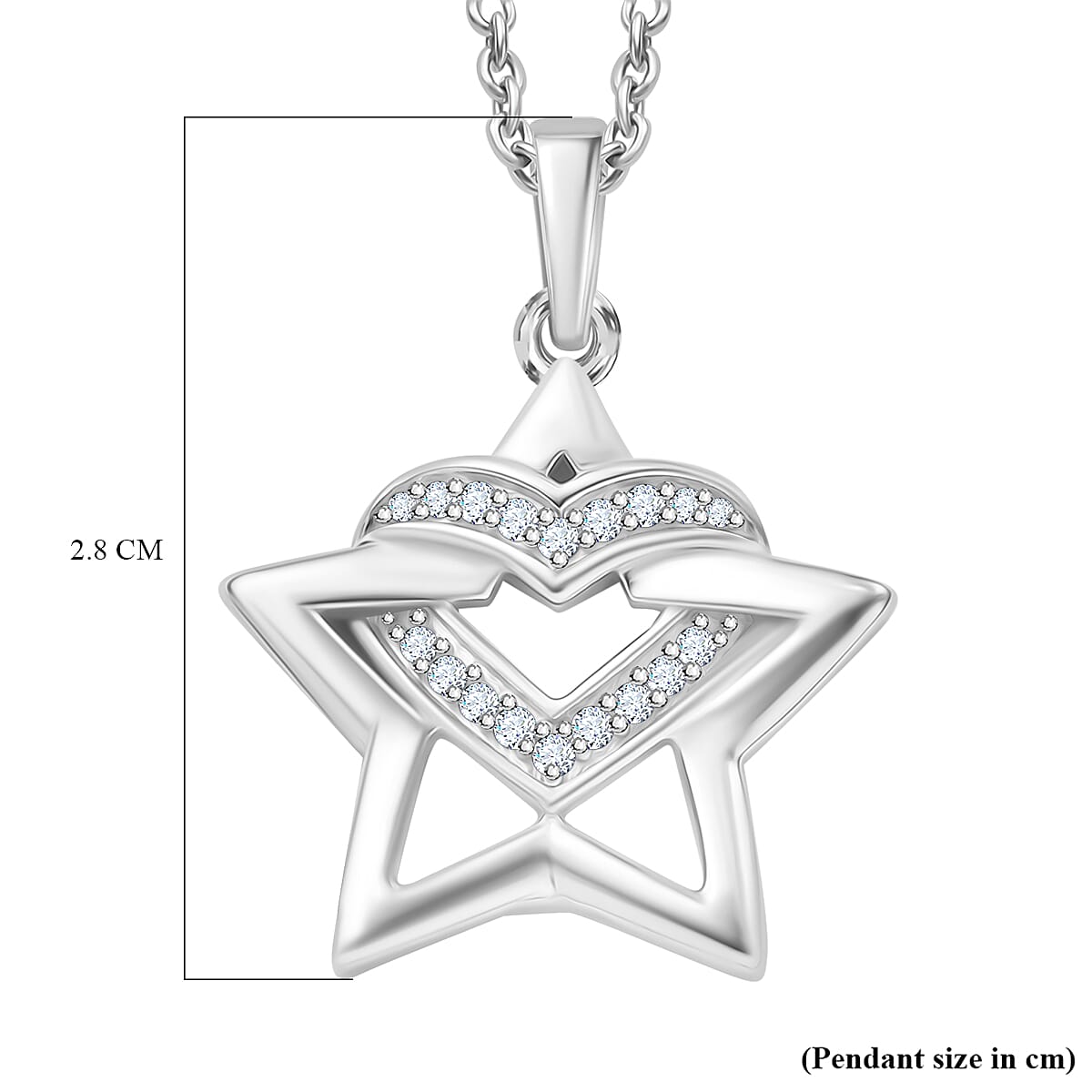 GP Celestial Collection - White Diamond & Blue Sapphire Pendant with Chain (Size - 20) in Rhodium Overlay Sterling Silver