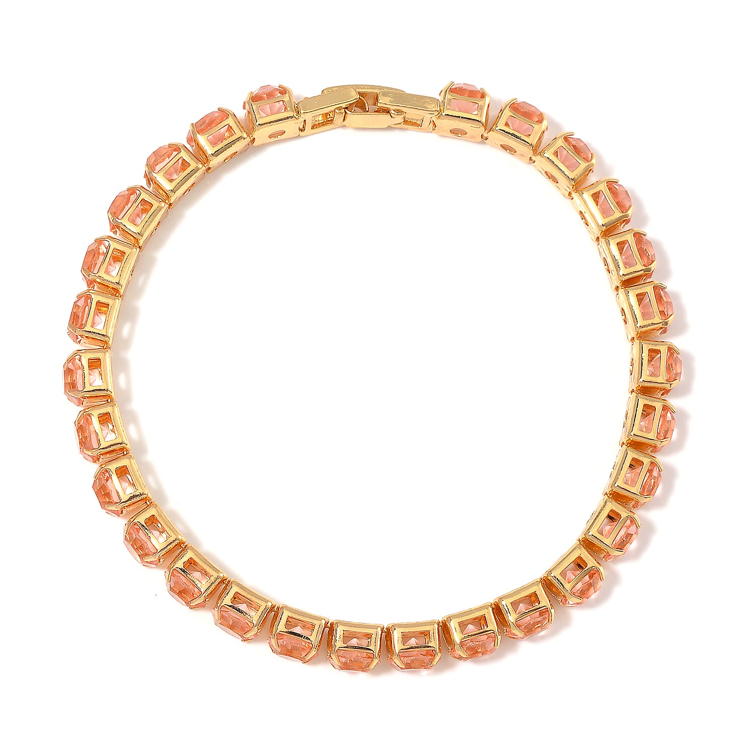 2 Piece Set - Austrian Champagne Crystal Bracelet (Size - 7.5) with Bracelet Buddy in Yellow Gold Tone 70.00 Ct.