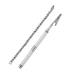 2 Piece Set - Austrian Pink Crystal Bracelet (Size - 7.5) with Bracelet Buddy in Rose Gold Tone 70.00 Ct.