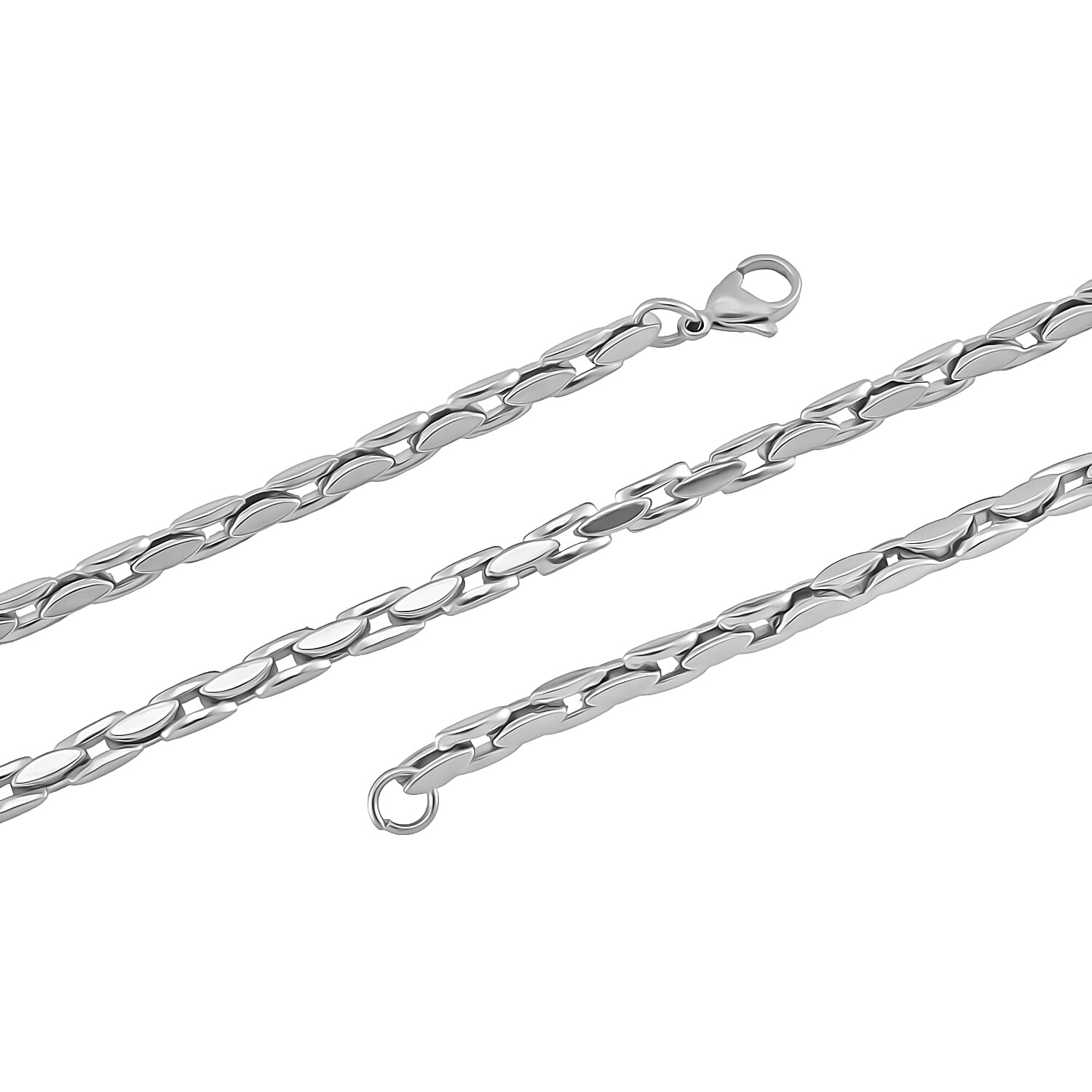 3 Piece Set - Panther Link Necklace (Size 20-2) Bracelet (Size 7.5-2) & Earrings with Clasp