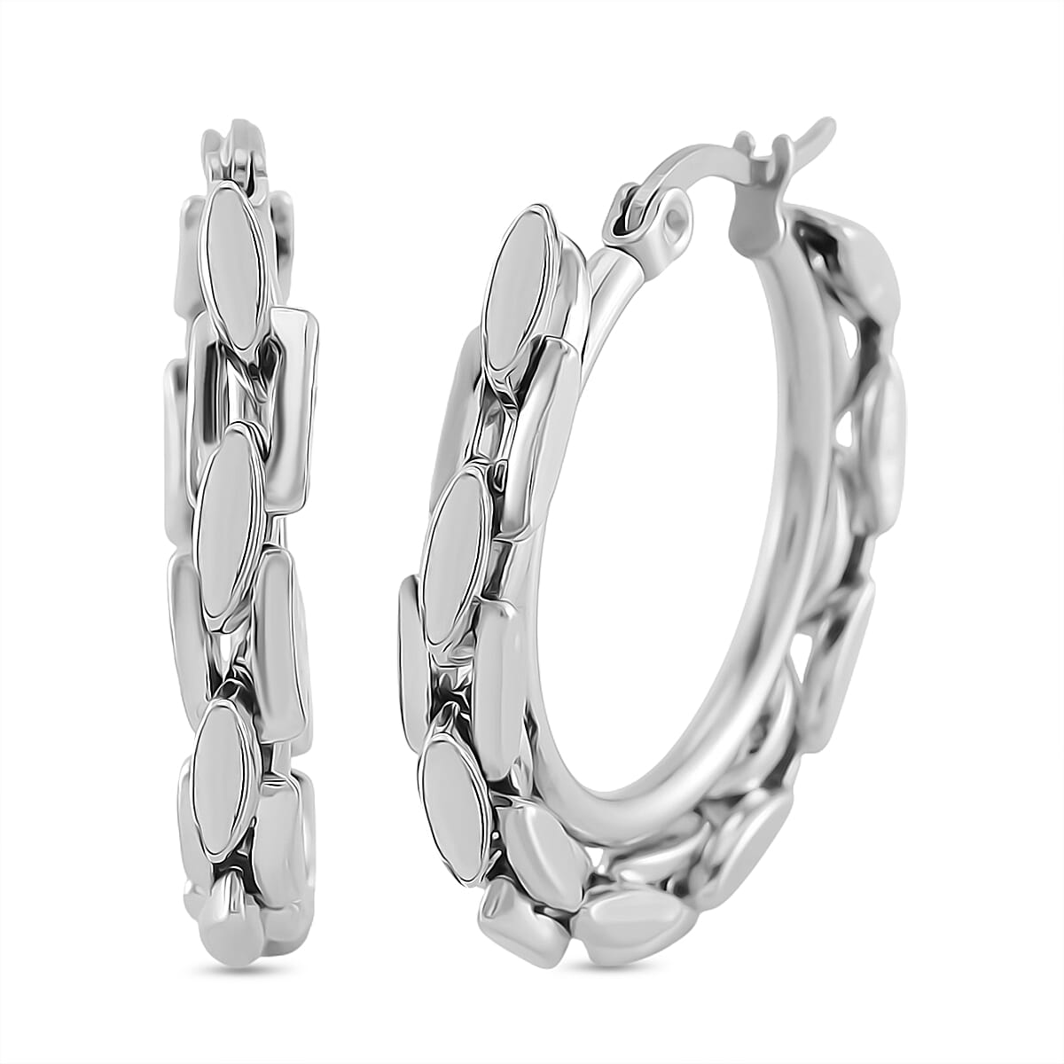 3 Piece Set - Panther Link Necklace (Size 20-2) Bracelet (Size 7.5-2) & Earrings with Clasp