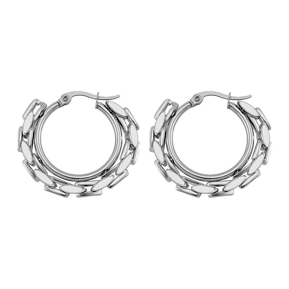 3 Piece Set - Panther Link Necklace (Size 20-2) Bracelet (Size 7.5-2) & Earrings with Clasp