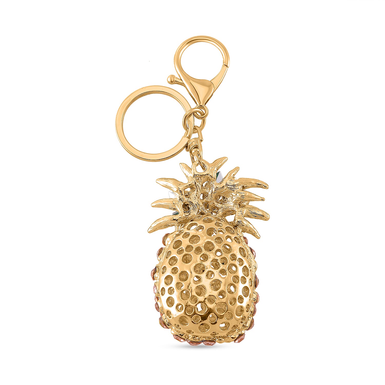 Set of 3 Crystal Pineapple, Turtle & Bear Key Chain in Yellow Gold Colour Plating