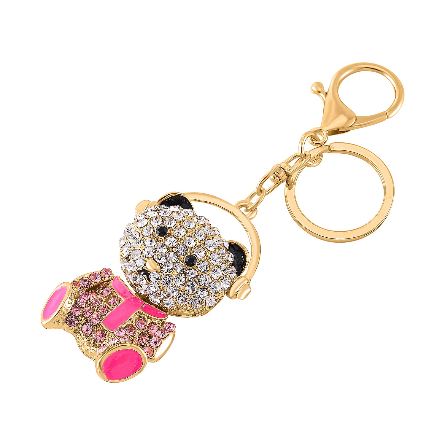 Set of 3 Crystal Pineapple, Turtle & Bear Key Chain in Yellow Gold Colour Plating