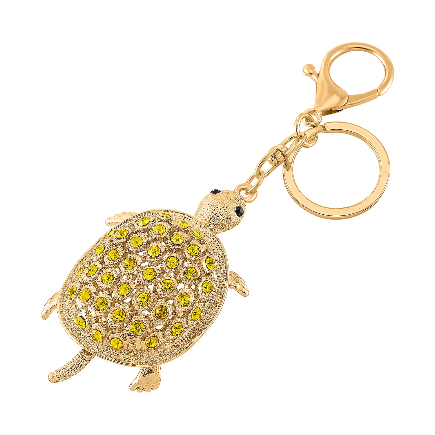 Set of 3 Crystal Pineapple, Turtle & Bear Key Chain in Yellow Gold Colour Plating