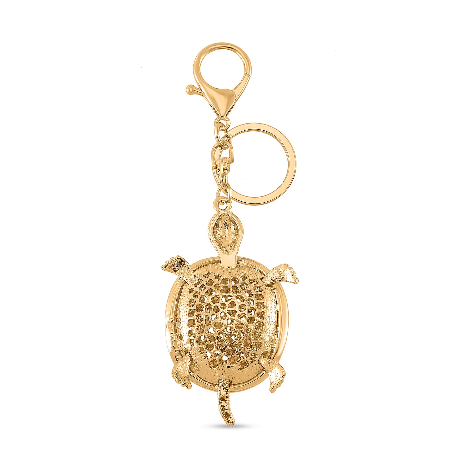 Set of 3 Crystal Pineapple, Turtle & Bear Key Chain in Yellow Gold Colour Plating