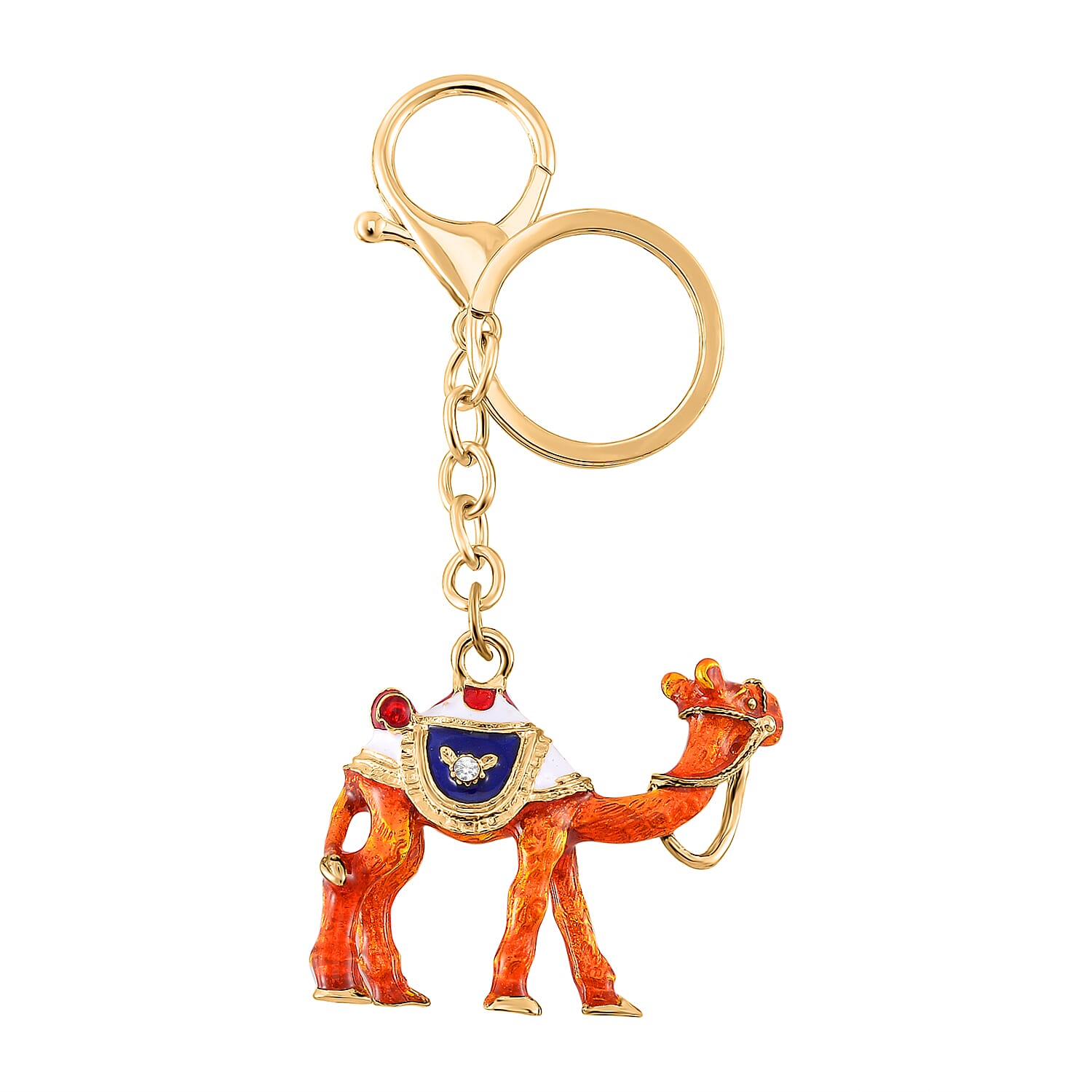 Set of 3 Crystal Key Chain in Yellow Gold Colour Plating. 1.Owl with Pink Crystal & Enamel; 2.Camel with White Crystal & Enamel; 3.Turtle with White & Black Crystal & Enamel.