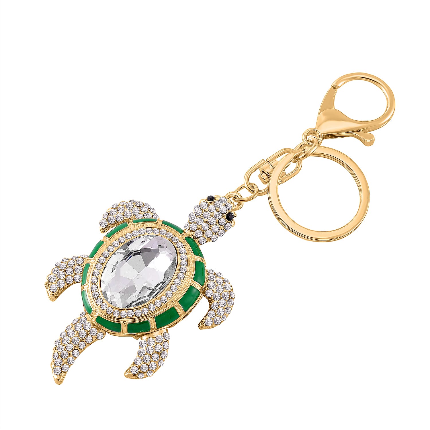 Set of 3 Crystal Key Chain in Yellow Gold Colour Plating. 1.Owl with Pink Crystal & Enamel; 2.Camel with White Crystal & Enamel; 3.Turtle with White & Black Crystal & Enamel.
