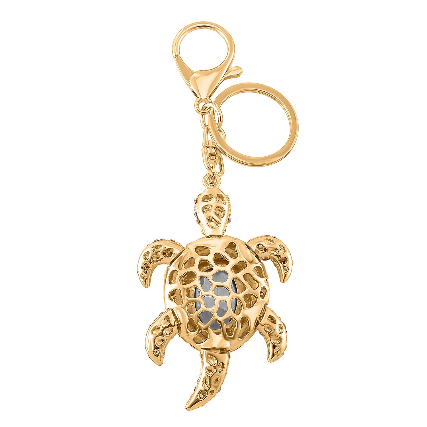 Set of 3 Crystal Key Chain in Yellow Gold Colour Plating. 1.Owl with Pink Crystal & Enamel; 2.Camel with White Crystal & Enamel; 3.Turtle with White & Black Crystal & Enamel.