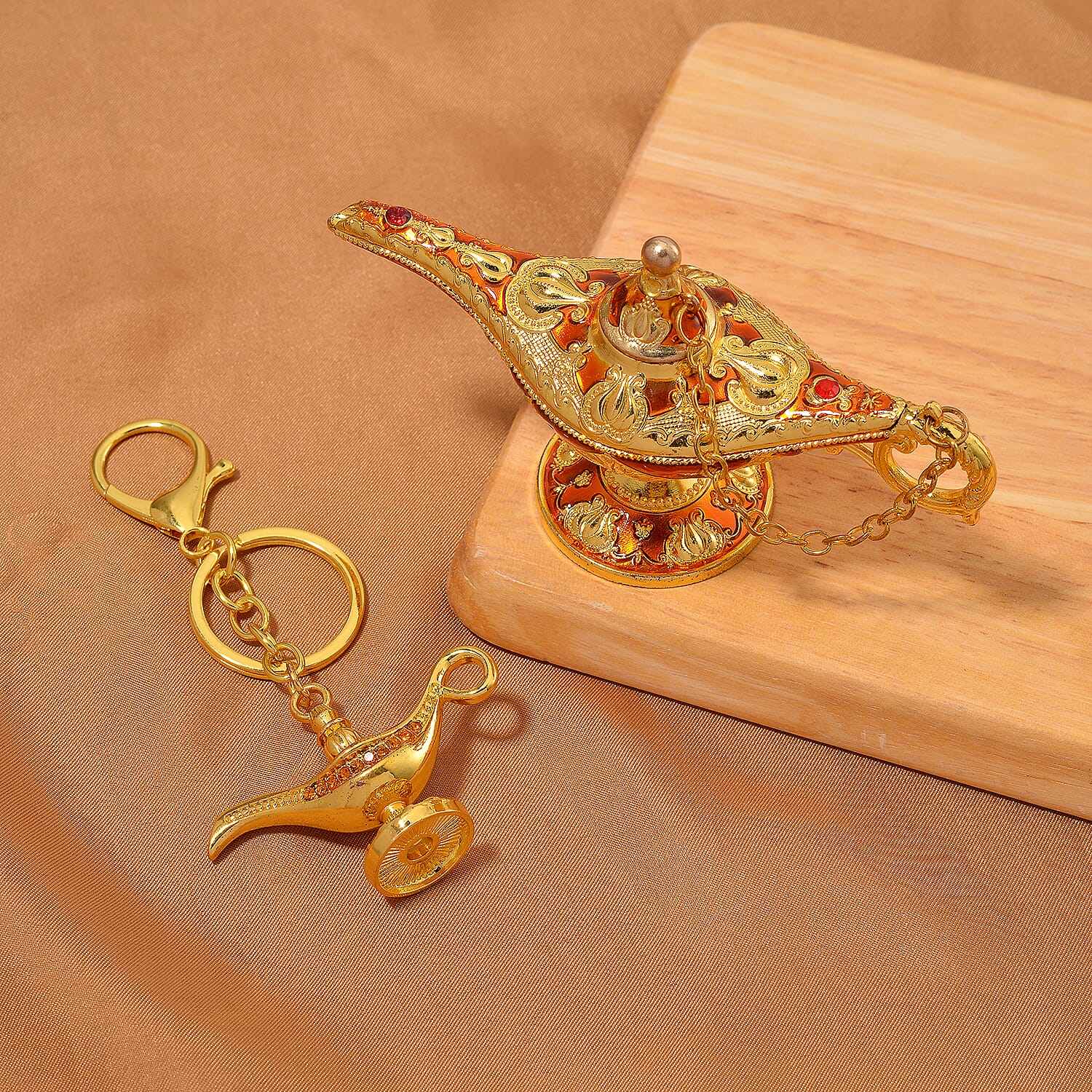 Morocco Closeout - Set of Two- Enamelled Crystal Lantern & Keyring