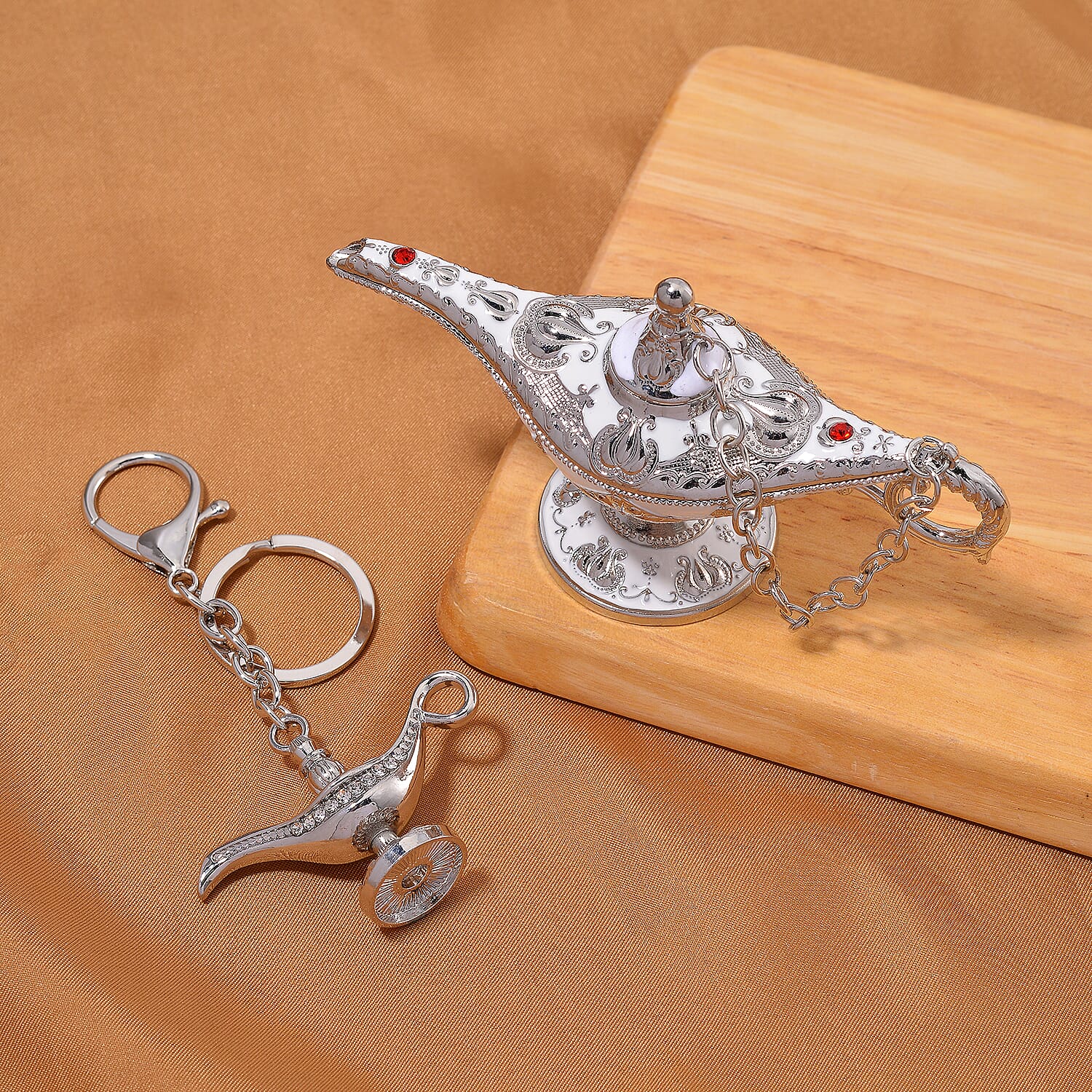 Morocco Closeout - Set of Two- Enamelled Crystal Lantern & Keyring