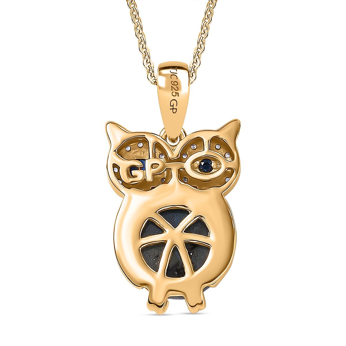 GP Trionfo Collection - Labradorite White Zircon, Kyanite & Blue Sapphire Pendant with Chain (Size - 20) in 18K Vermeil Yellow Gold Plated Sterling Silver 5.32 Ct.