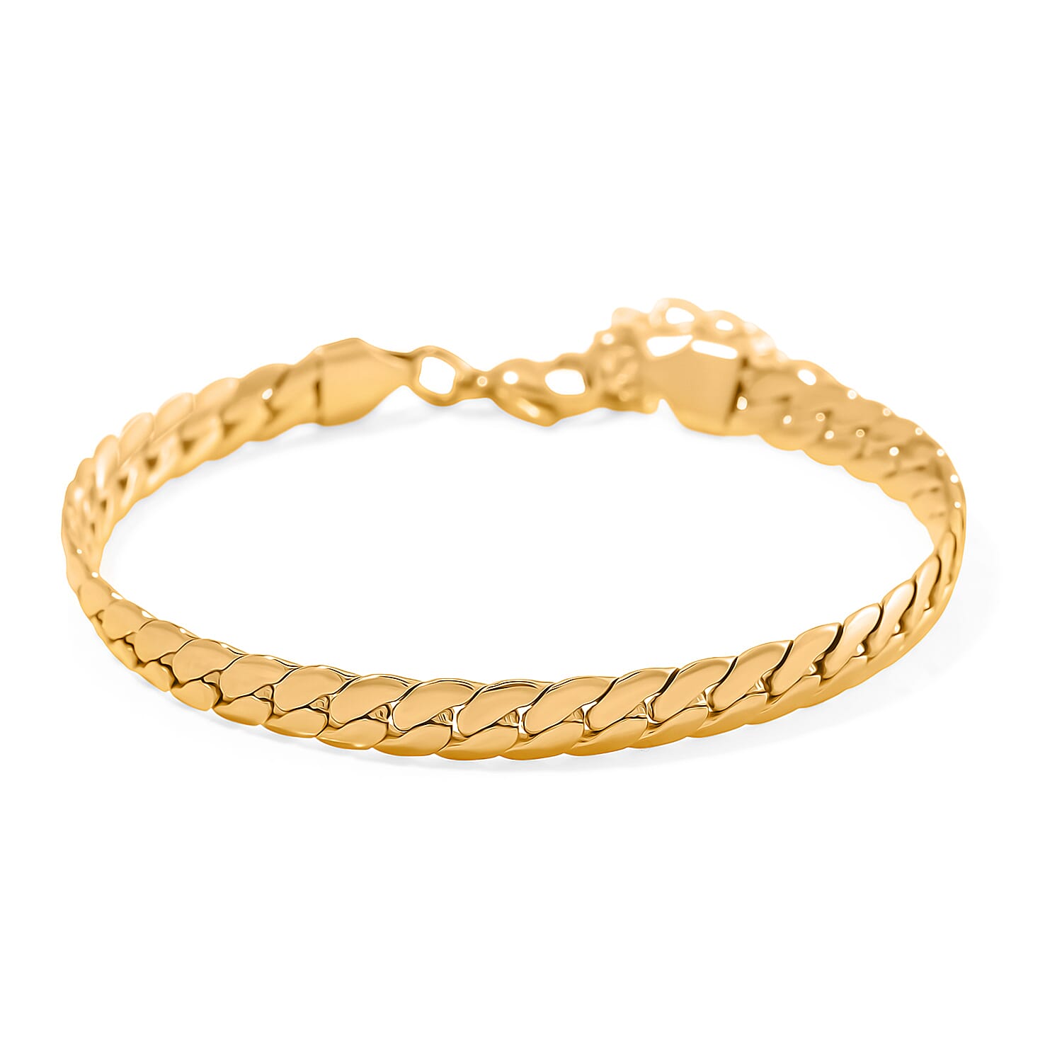 Set of 2 - White Cubic Zirconia Bracelet (Size - 7.5-2) & Curb Bracelet 10.00 Ct.