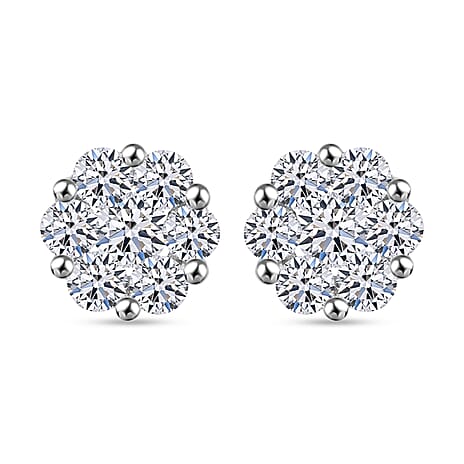 Luxuriant - 3 Piece Set - Lab Grown Diamond (SI-GH) Pressure Set Ring (Size - P), Earring with Push Back & Pendant Set in Sterling Silver 1.51 Ct.