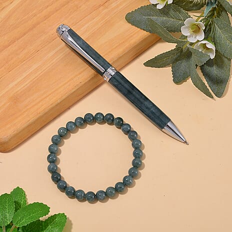 Natural Type A Jadeite Pen 186.00 Ct With Natural Type A Jadeite Bracelet 114.00 Ct