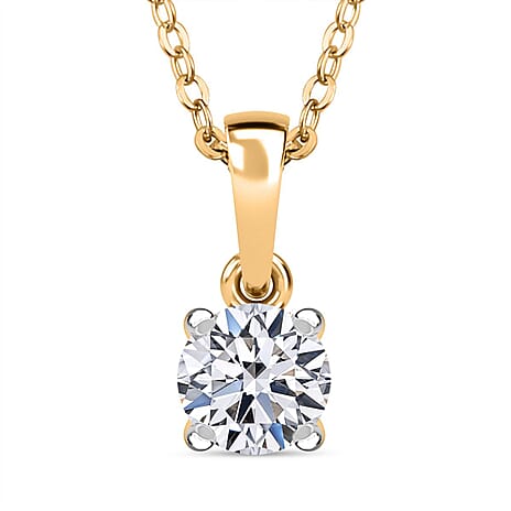 Luxuriant Lab Grown Diamond (SI-GH) Pendant with Chain (Size 20) with Spring Ring Clasp in 18K Vermeil Yellow Gold Plated Sterling Silver