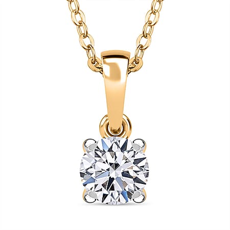 LUXURIANT Lab Grown Diamond (SI G/H) Pendant with Chain (Size 20) with Spring Ring Clasp in 18K Vermeil Yellow Gold Plated Sterling Silver LUXURIANT Lab Grown Diamond (SI G/H) Pendant with Chain (Size 20) with Spring Ring Clasp in 18K Vermeil Yellow Gold Plated Sterling Silver
