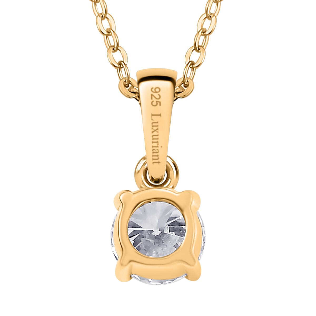 Luxuriant Lab Grown Diamond (SI-GH) Pendant with Chain (Size 20) with Spring Ring Clasp in 18K Vermeil Yellow Gold Plated Sterling Silver