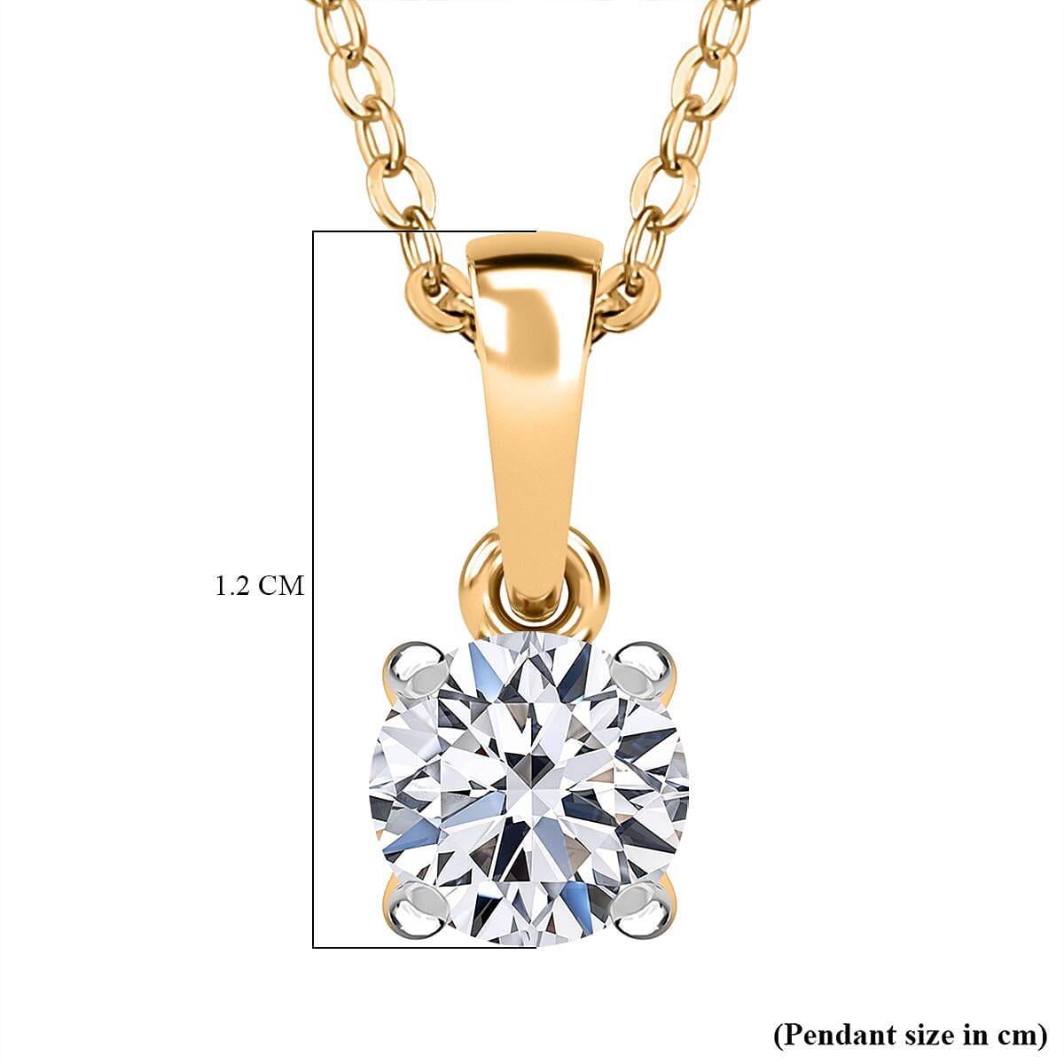 Luxuriant Lab Grown Diamond (SI-GH) Pendant with Chain (Size 20) with Spring Ring Clasp in 18K Vermeil Yellow Gold Plated Sterling Silver