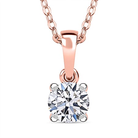 Luxuriant Diamond .50 Ct. Lab Grown Diamond Solitaire Pendant  in Sterling Silver with 18K Rose Gold Vermeil Plated