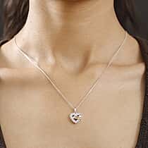 GP Amore Collection Lab Grown Diamond SI-G/H and Blue Sapphire Heart Pendant with Chain (Size - 20) in 18K Vermeil Yellow and Rose Gold Plated and Rhodium Overlay Sterling Silver