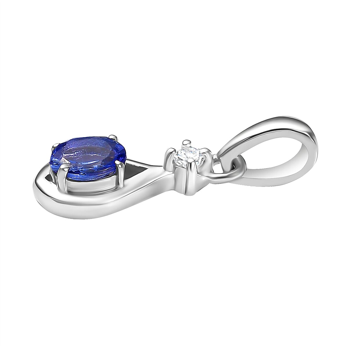 3 Piece Set - Tanzanite and White Zircon Earring, Solitaire Pendant and Ring in Rhodium Overlay Sterling Silver 3 Piece Set - Tanzanite and White Zircon Earring, Solitaire Pendant and Ring in Rhodium Overlay Sterling Silver