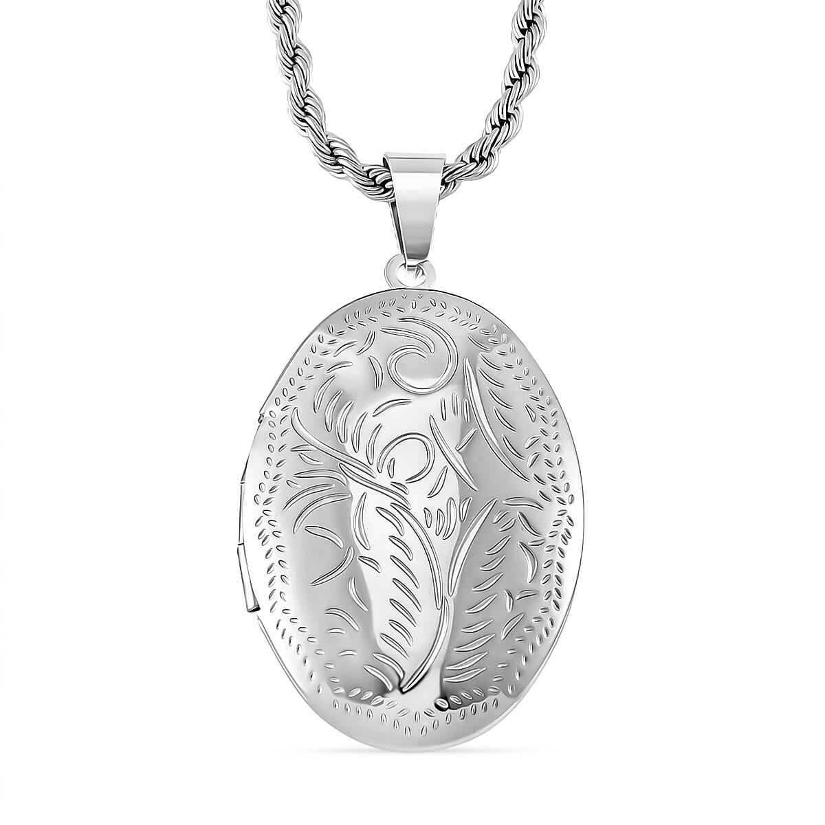 Engraved Locket Pendant with Rope Chain (Size - 22-2)