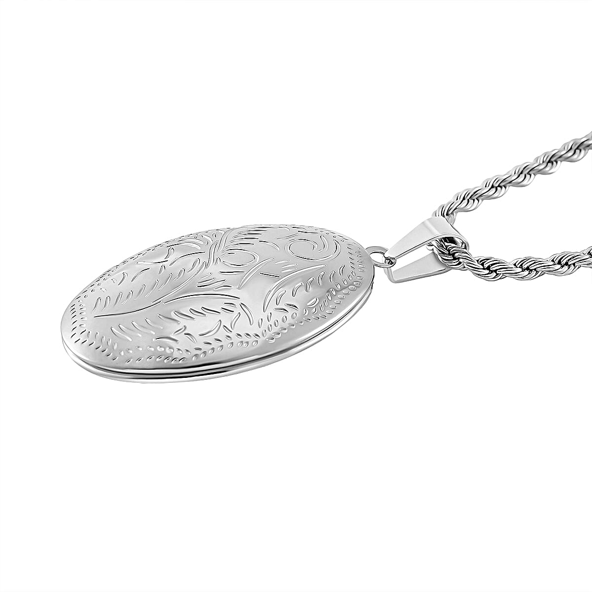 Engraved Locket Pendant with Rope Chain (Size - 22-2)