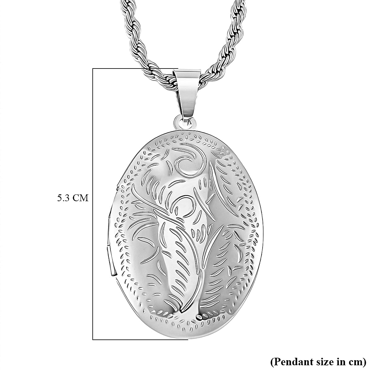 Engraved Locket Pendant with Rope Chain (Size - 22-2)