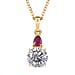 Moissanite &  African Ruby Pendant with Chain (Size - 20) in 18K Vermeil Yellow Gold Plated Sterling Silver 1.43 Ct.