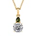 Moissanite &  African Ruby Pendant with Chain (Size - 20) in 18K Vermeil Yellow Gold Plated Sterling Silver 1.43 Ct.