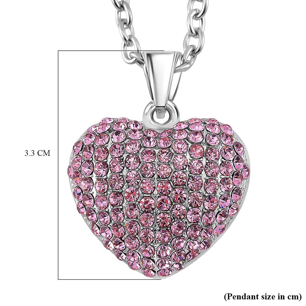 Crystal Heart Pendant with Chain (Size - 24+2 Ext) 