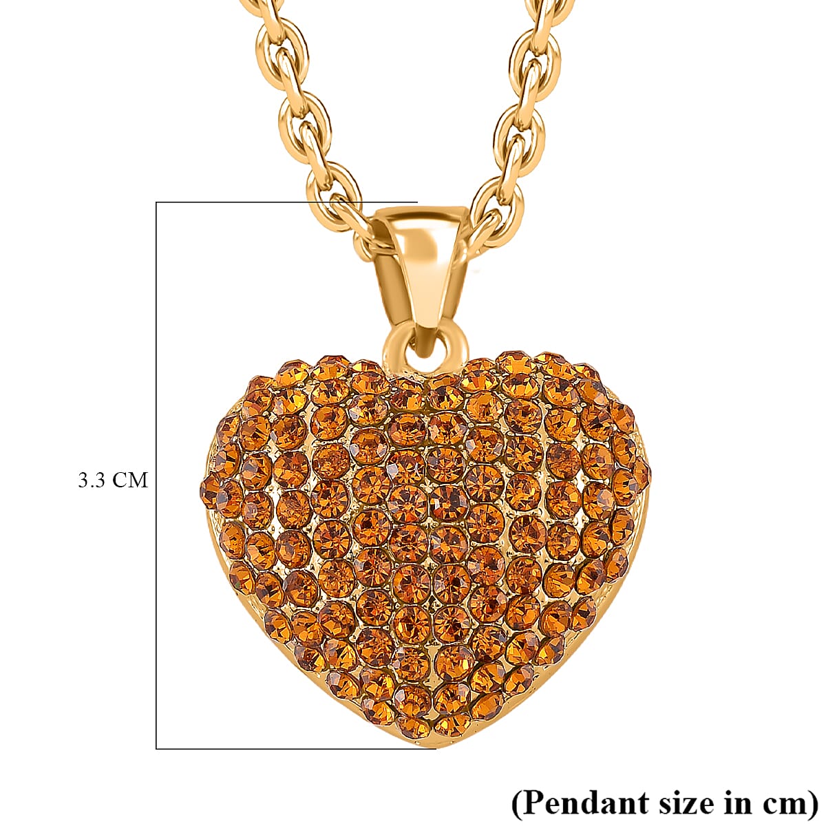 Austrian Yellow Crystal Pendant with Chain (Size 24-2 Ext) in Yellow Gold Tone Austrian Yellow Crystal Pendant with Chain (Size 24-2 Ext) in Yellow Gold Tone