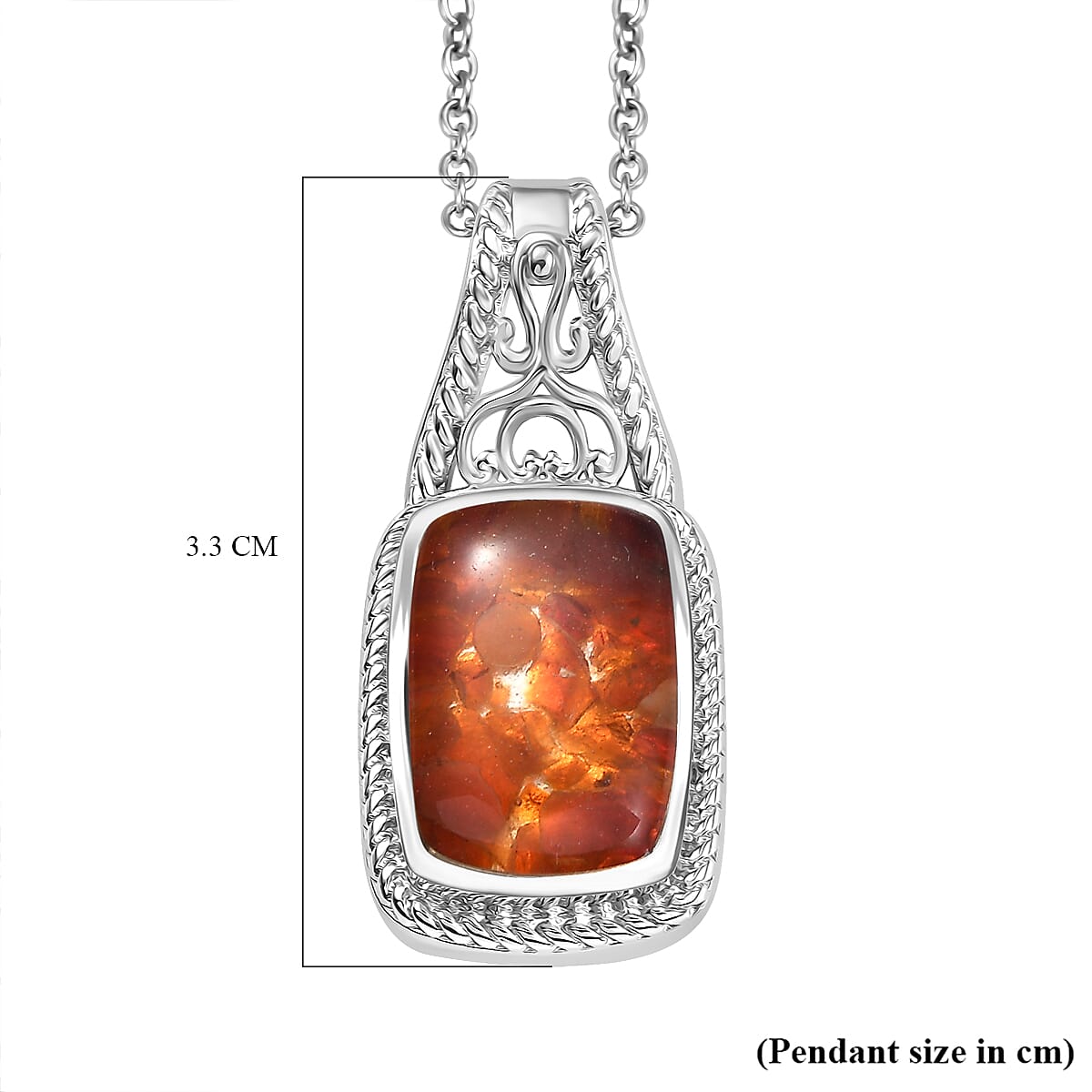 Fire Opal Matrix Pendant with Chain (Size 20) 8.00 Ct.