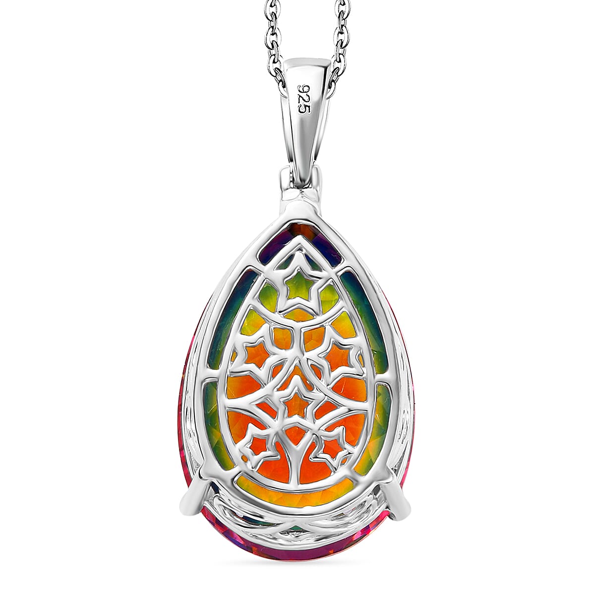 Nebula Quartz Cosmic Spark Pendant with Chain (Size 20) in Rhodium Overlay Sterling Silver 50.80 Ct, Silver Wt. 6.85 Gms.