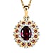 Rhodolite Garnet, Natural Chrome Diopside and White Zircon Halo Pendant with Chain (Size - 20) in 18K Vermeil Yellow Gold Plated Sterling Silver 2.50 Ct.