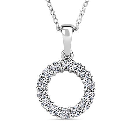 LUXURIANT Diamond Lab Grown Diamond (SI-G/H) Cluster Rolo Pendant with Chain (Size - 20) in Rhodium Overlay Sterling Silver 0.50 Ct. LUXURIANT Diamond Lab Grown Diamond (SI-G/H) Cluster Rolo Pendant with Chain (Size - 20) in Rhodium Overlay Sterling Silver 0.50 Ct.