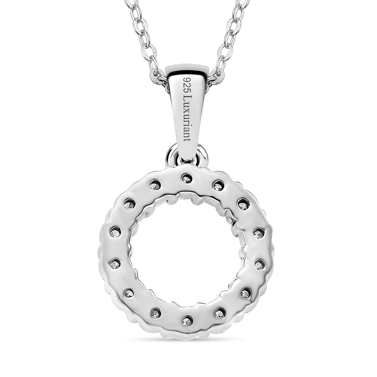 Luxuriant Diamond Lab Grown Diamond (SI-G-H) Cluster Rolo Pendant with Chain (Size - 20) in Rhodium Overlay Sterling Silver 0.50 Ct.