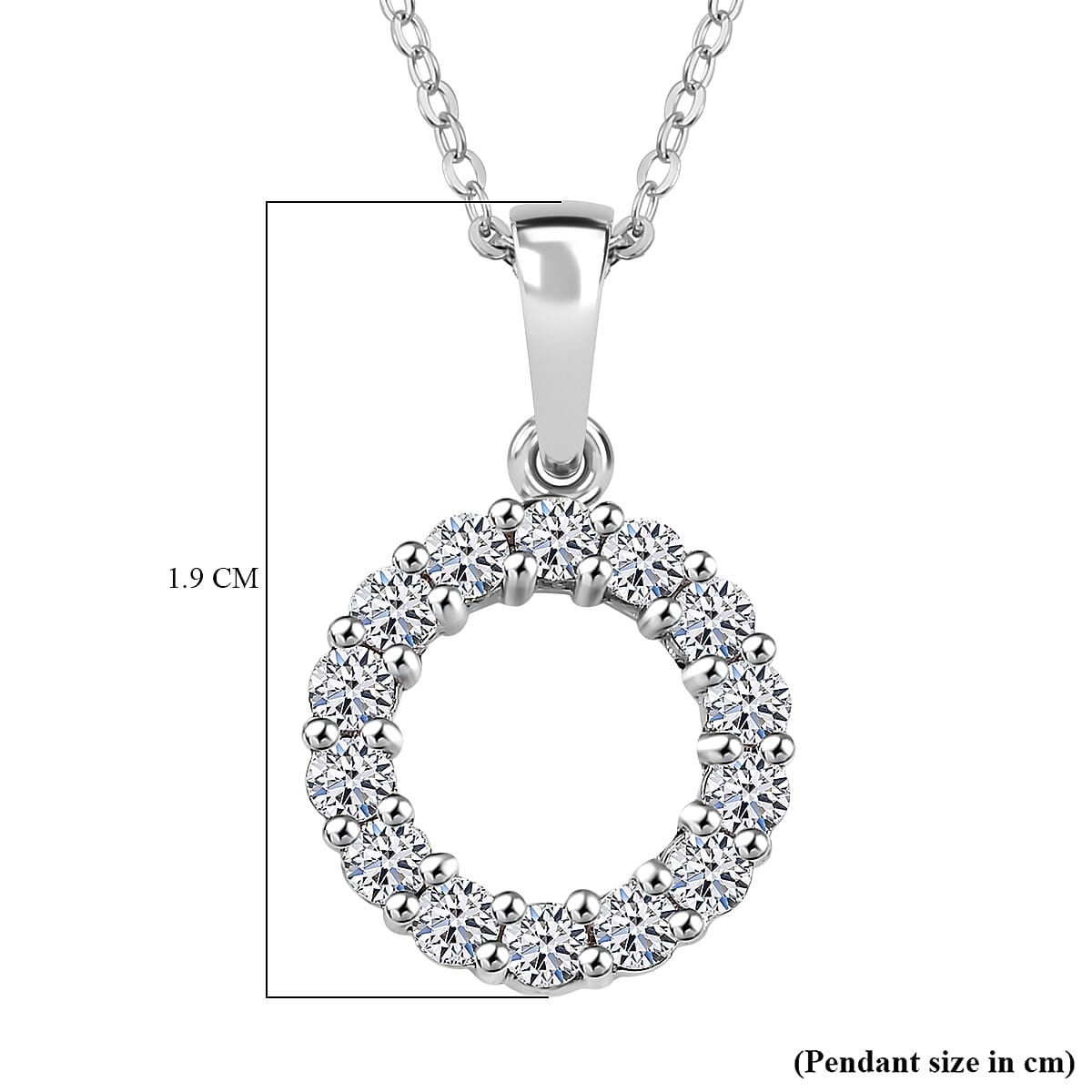 Luxuriant Diamond Lab Grown Diamond (SI-G-H) Cluster Rolo Pendant with Chain (Size - 20) in Rhodium Overlay Sterling Silver 0.50 Ct.