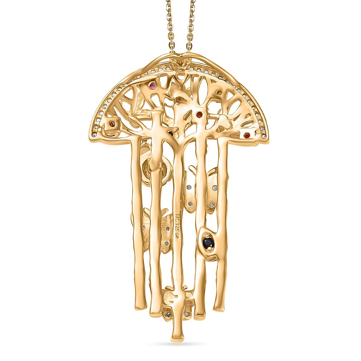 GP Italian Garden Collection Rhodolite Garnet & Multi Gemstones Pendant with Chain (Size - 20) in 18K Vermeil Yellow Gold Plated Sterling Silver 2.20 Ct, Silver Wt. 9.40 Gms.