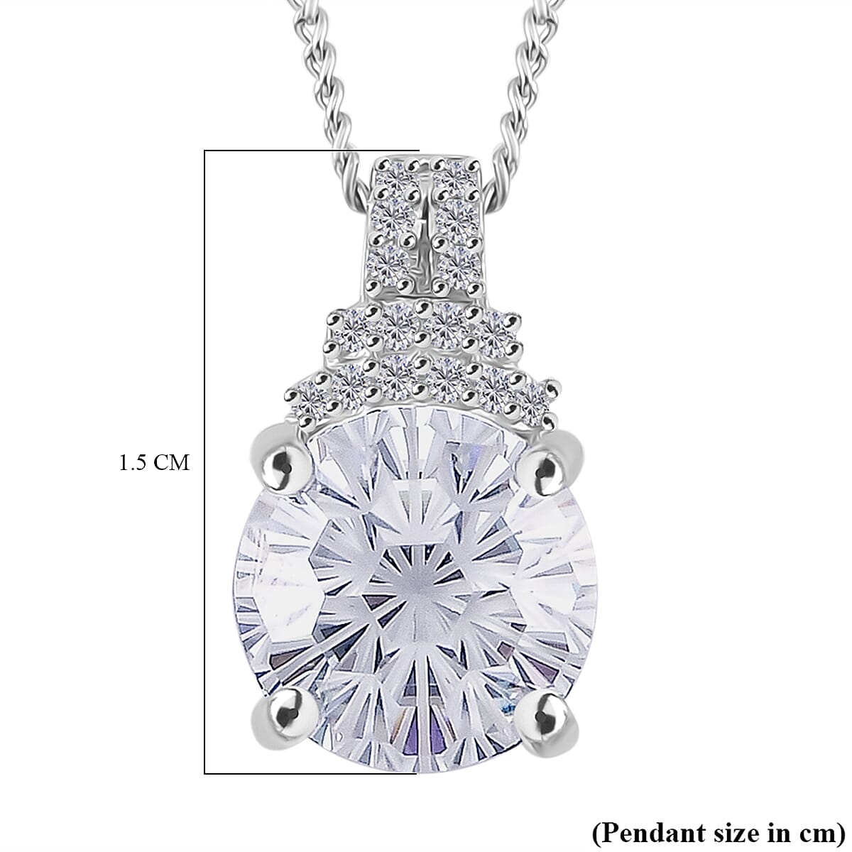 Moissanite Pendant with Chain (Size - 18) in Rhodium Overlay Sterling Silver 2.76 Ct.
