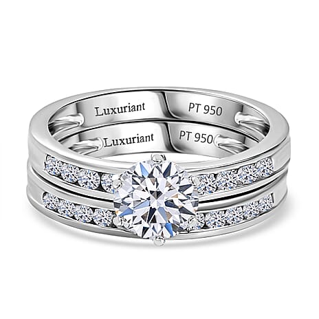 Set of 2 - 950 Platinum SGL Certified (VS-G-H) Lab Grown Diamond Ring 1.50 Ct, Platinum Wt. 8.40 Gms.