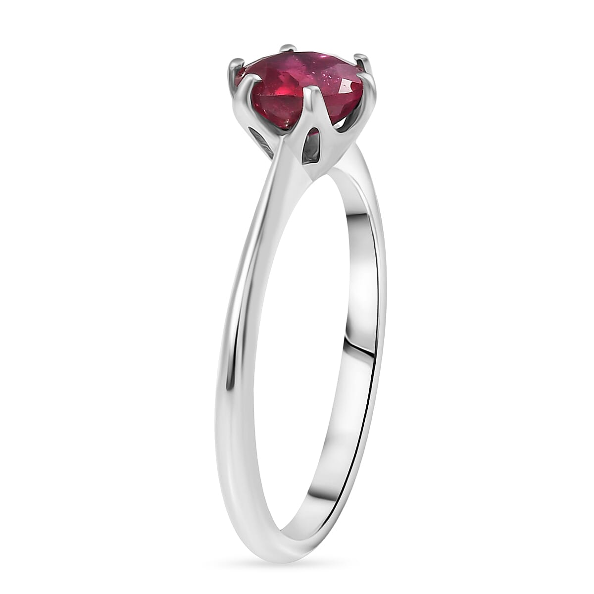 3 Piece Set - African Ruby Solitaire Stud Push Post Earring, Pendant and Solitaire Ring in Rhodium Overlay Sterling Silver 4.37 Ct. 3 Piece Set - African Ruby Solitaire Stud Push Post Earring, Pendant and Solitaire Ring in Rhodium Overlay Sterling Silver 4.37 Ct.