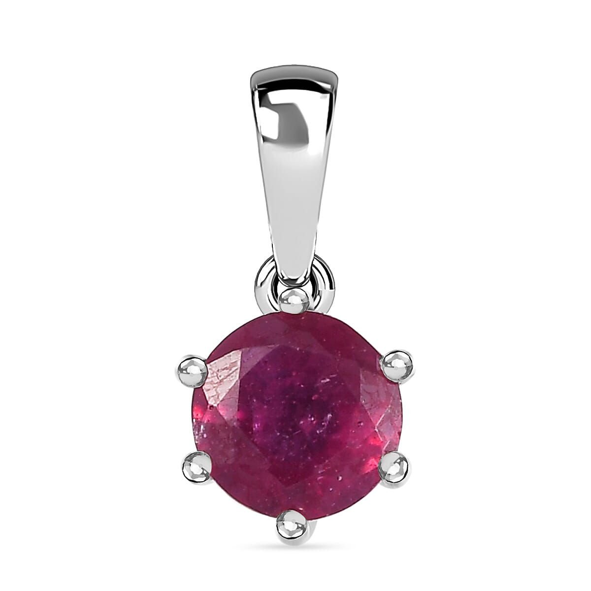 3 Piece Set - African Ruby Solitaire Stud Push Post Earring, Pendant and Solitaire Ring in Rhodium Overlay Sterling Silver 4.37 Ct. 3 Piece Set - African Ruby Solitaire Stud Push Post Earring, Pendant and Solitaire Ring in Rhodium Overlay Sterling Silver 4.37 Ct.