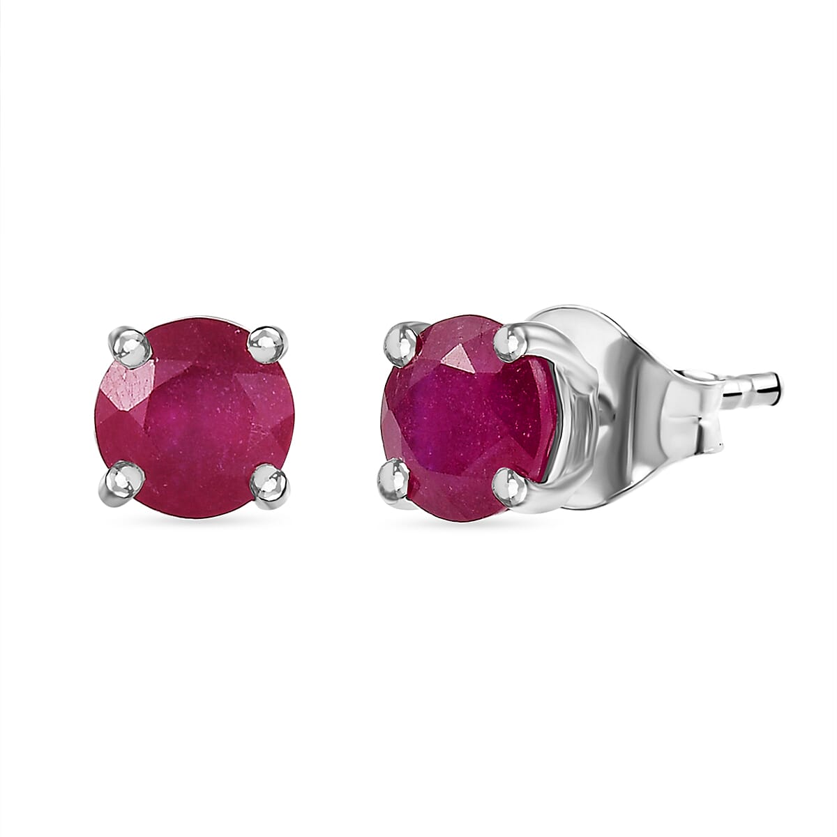 3 Piece Set - African Ruby Solitaire Stud Push Post Earring, Pendant and Solitaire Ring in Rhodium Overlay Sterling Silver 4.37 Ct. 3 Piece Set - African Ruby Solitaire Stud Push Post Earring, Pendant and Solitaire Ring in Rhodium Overlay Sterling Silver 4.37 Ct.