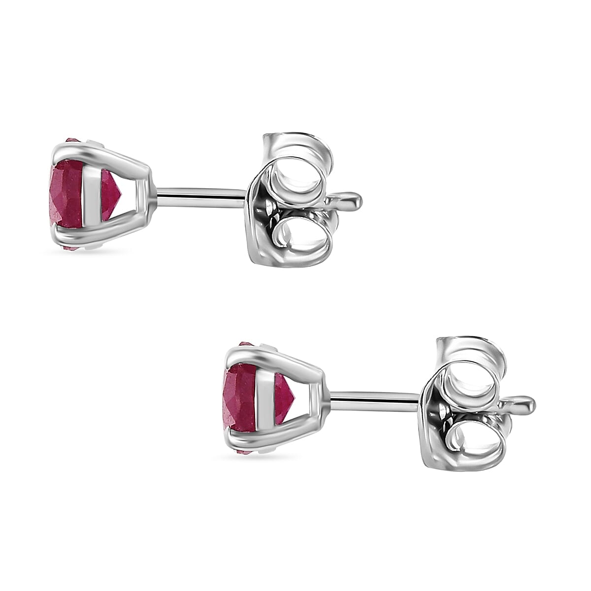 3 Piece Set - African Ruby Solitaire Stud Push Post Earring, Pendant and Solitaire Ring in Rhodium Overlay Sterling Silver 4.37 Ct. 3 Piece Set - African Ruby Solitaire Stud Push Post Earring, Pendant and Solitaire Ring in Rhodium Overlay Sterling Silver 4.37 Ct.