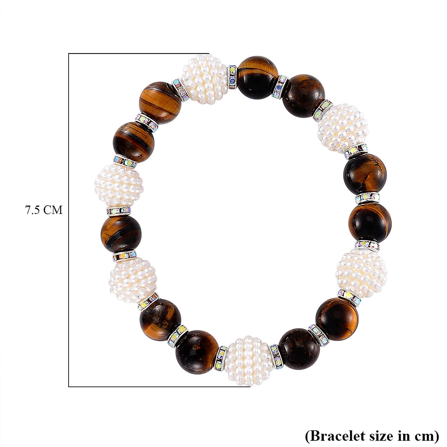 2 Piece Set -  Yellow Tigers Eye,  Resin,  Austrian White Crystal Stone Bracelet and Watch 24.03ct  24.030  Ct.