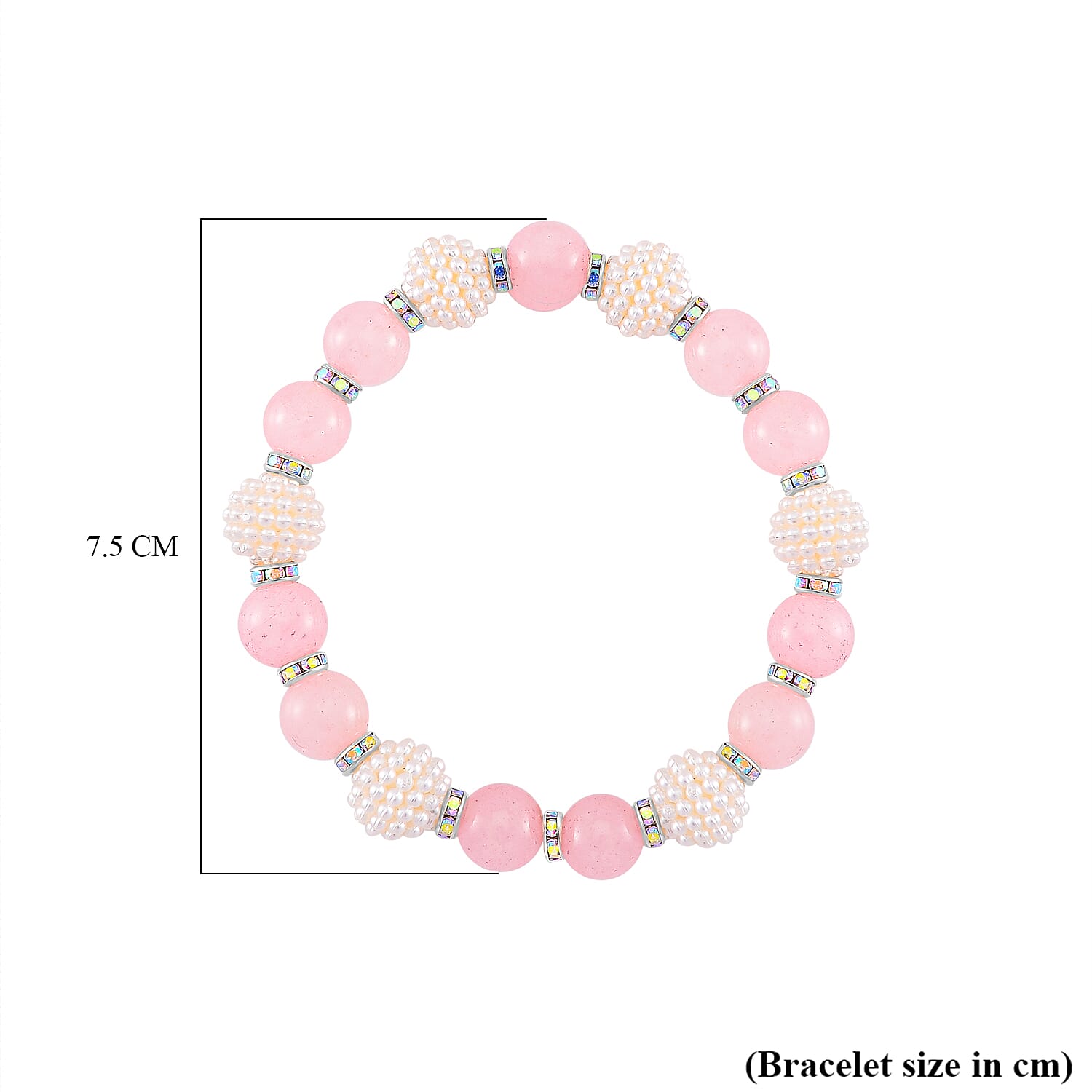 2 Piece Set - STRADA Japanese Movt. Watch with Rose Quartz, Resin & Austrian White Crystal Stone Beaded Elastic Strap and Matching Bracelet Set 2 Piece Set - STRADA Japanese Movt. Watch with Rose Quartz, Resin & Austrian White Crystal Stone Beaded Elastic Strap and Matching Bracelet Set